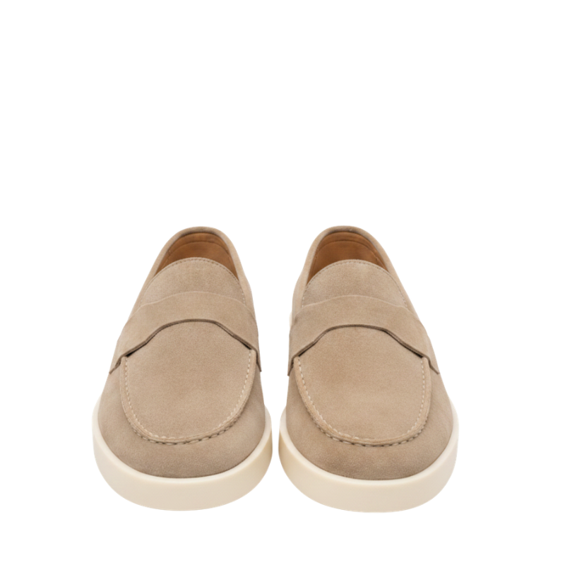 Classic Smooth Suede Craft Flat Sole Penny Loafer