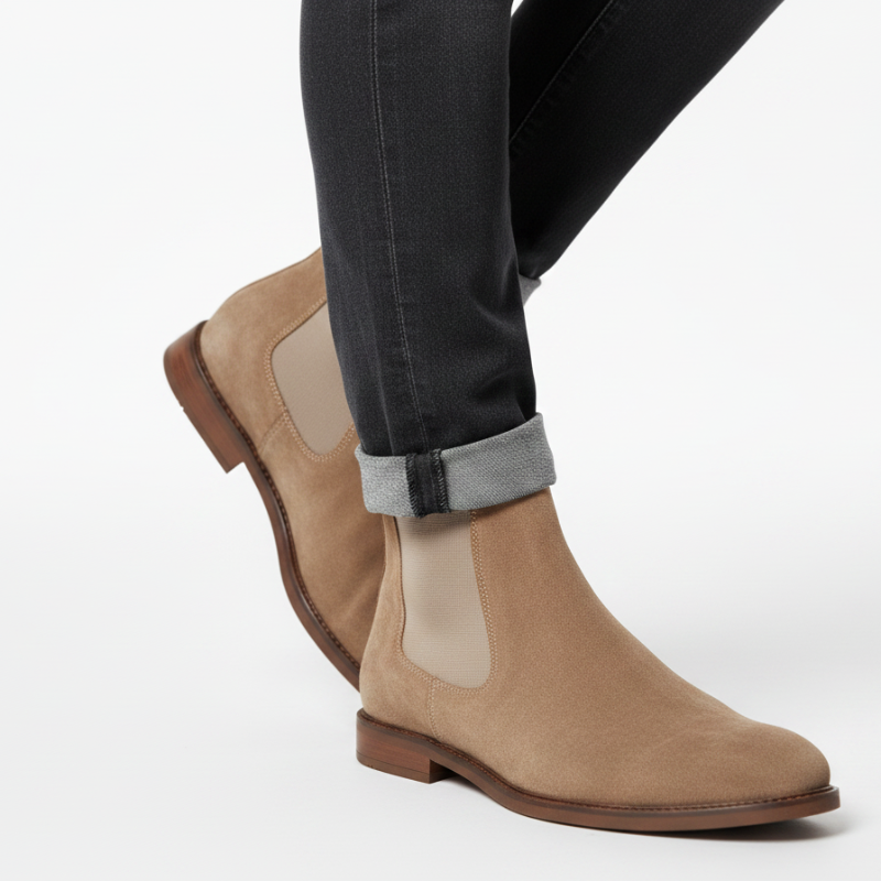 Classic Suede Chelsea Boots With Italian Elegance