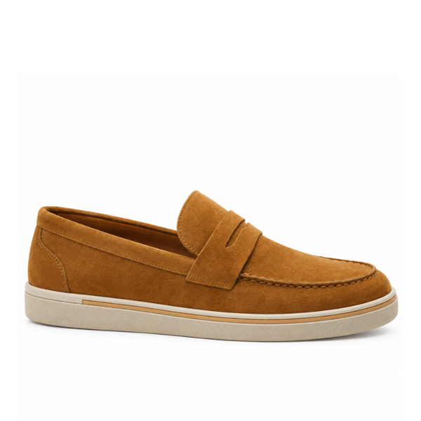 Classic Suede Italian Loafer with Modern Sole - Tan