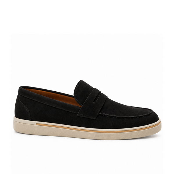 Classic Suede Italian Loafer with Modern Sole - Black