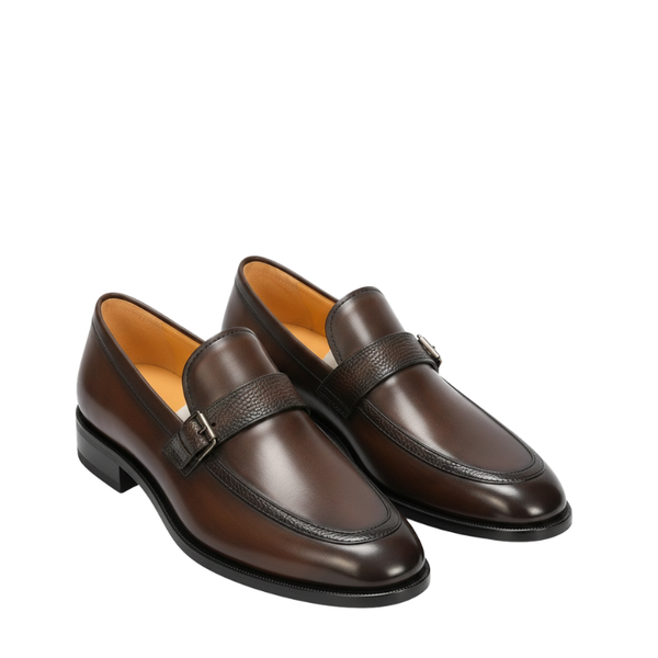 Classic Textured Buckled Elegance Loafer
