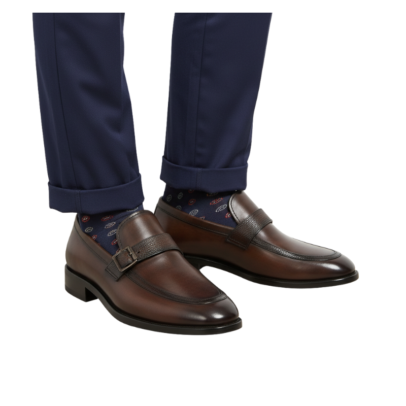 Classic Textured Buckled Elegance Loafer