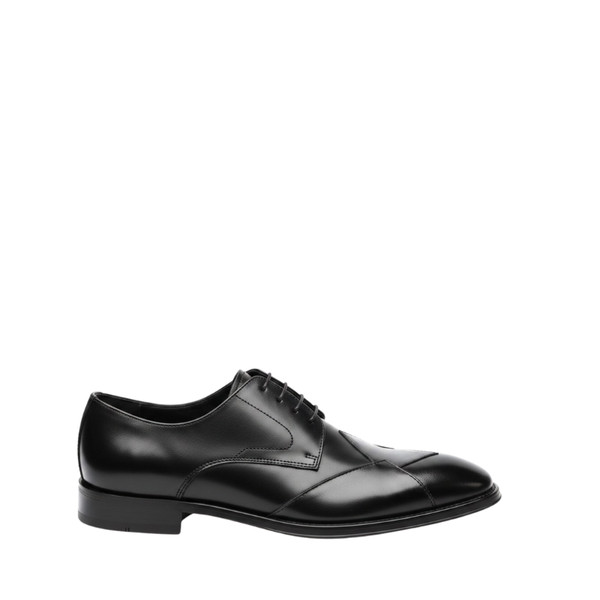 Classic Two Tone Brogue Oxfords With Geometry Elegance - Black