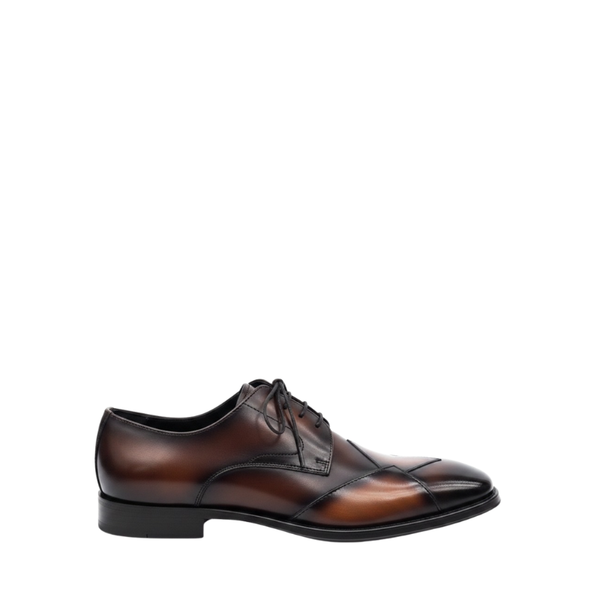 Classic Two Tone Brogue Oxfords With Geometry Elegance - Brown