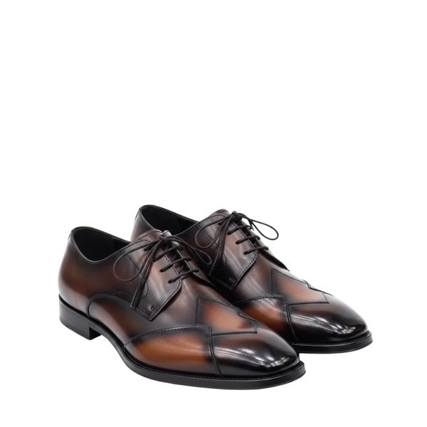 Classic Two Tone Brogue Oxfords With Geometry Elegance