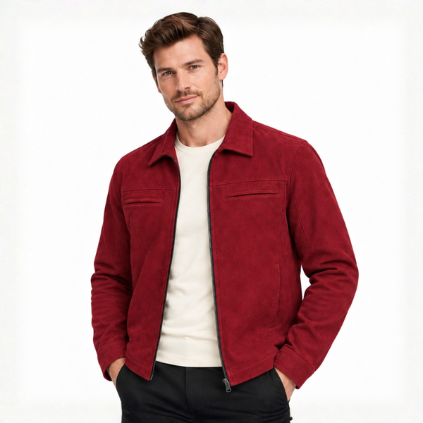 Classic Zip-Up Suede-Style Jacket