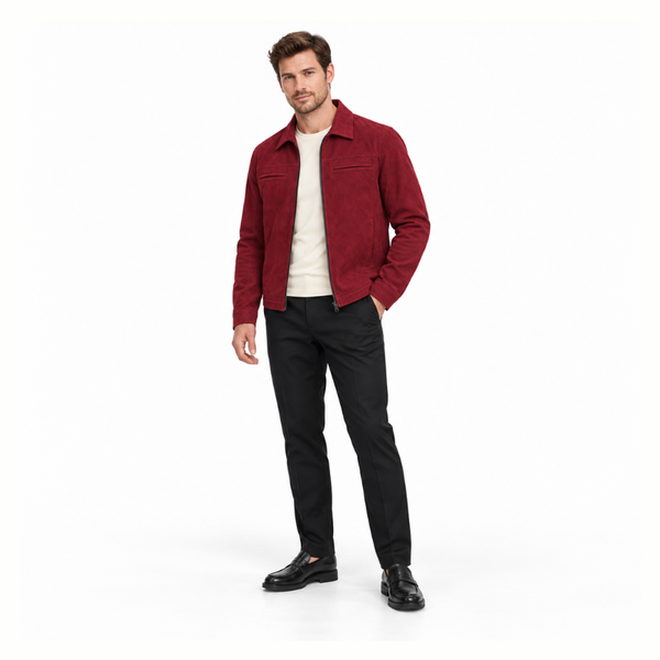 Classic Zip-Up Suede-Style Jacket