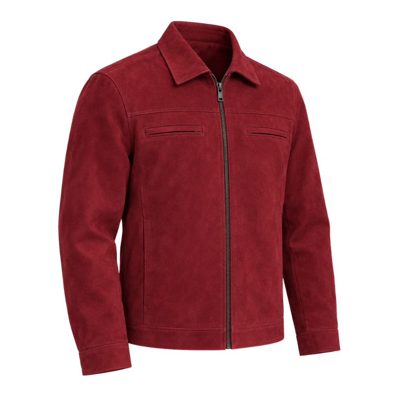 Classic Zip-Up Suede-Style Jacket