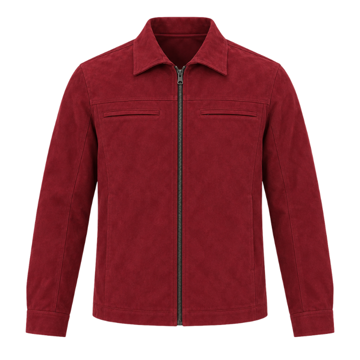 Classic Zip-Up Suede-Style Jacket