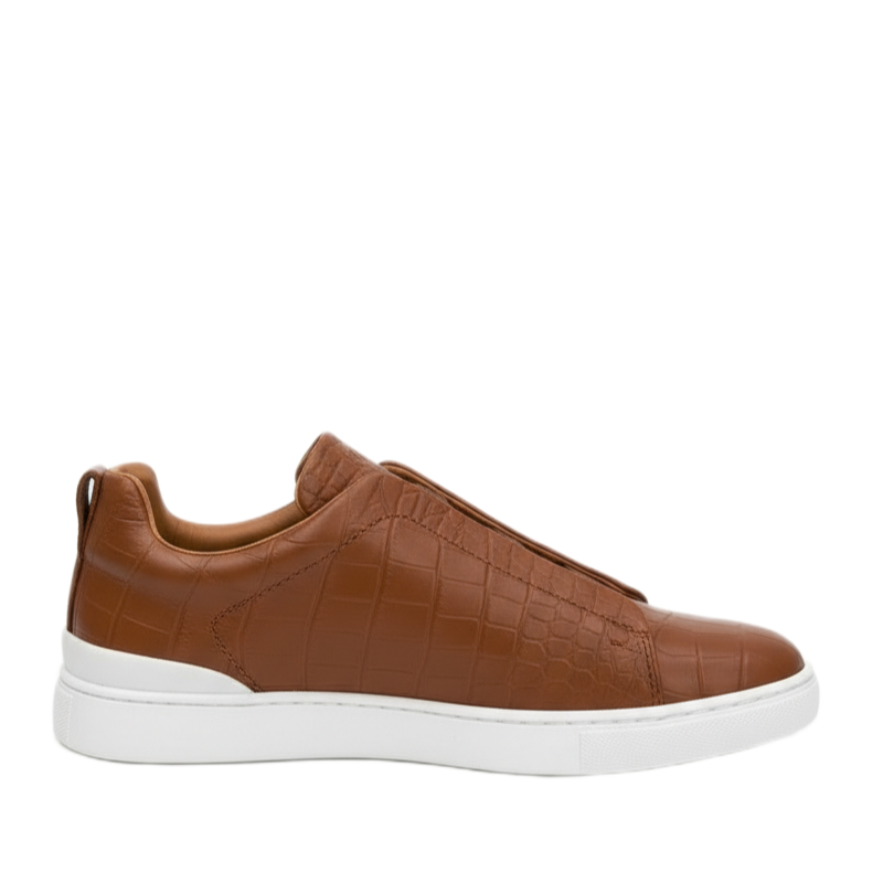 Cognac Croc Luxe Casual Sneakers