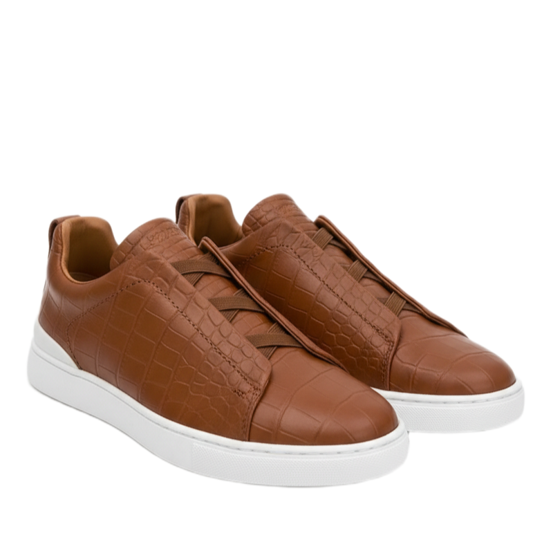 Cognac Croc Luxe Casual Sneakers