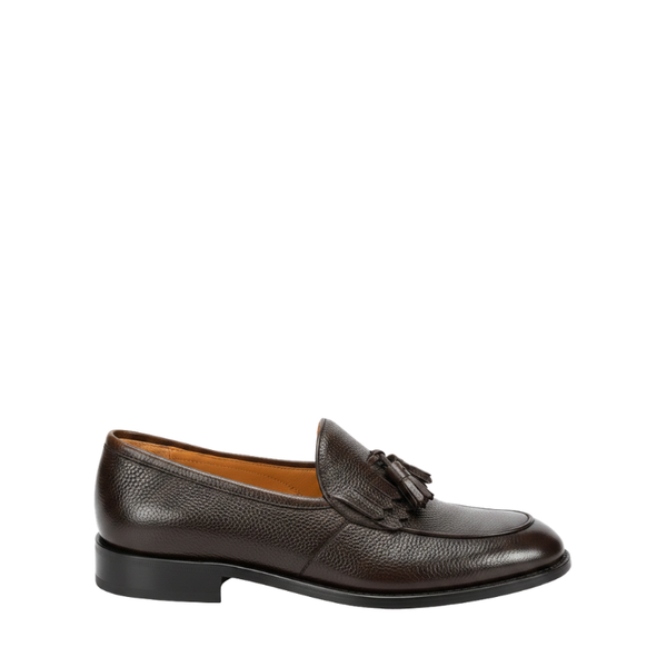 Cognac Oak Pebbled Tassel Loafers
