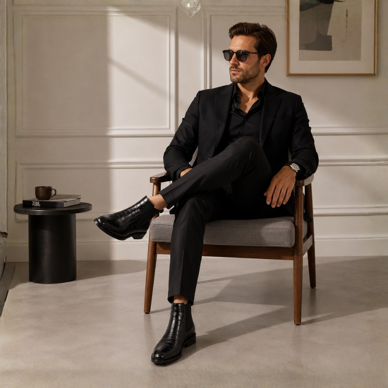 Conrad Croco Leather Chelsea Boots