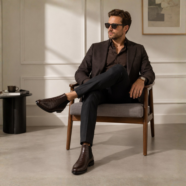 Conrad Croco Leather Chelsea Boots