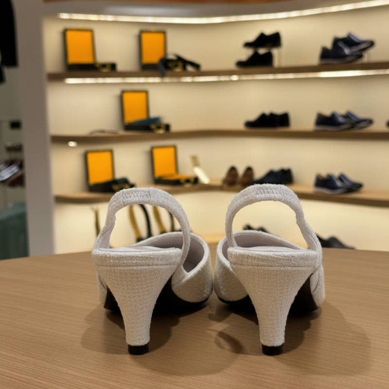 Chic Contrast Slingback Kitten Heels