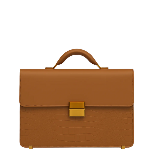 Luxurious Burgundy Crocodile Textured Briefcase