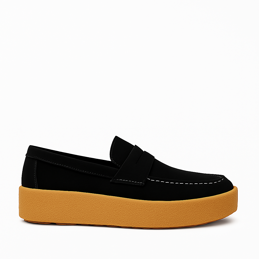 Men Suede Round Toe Loafer Black