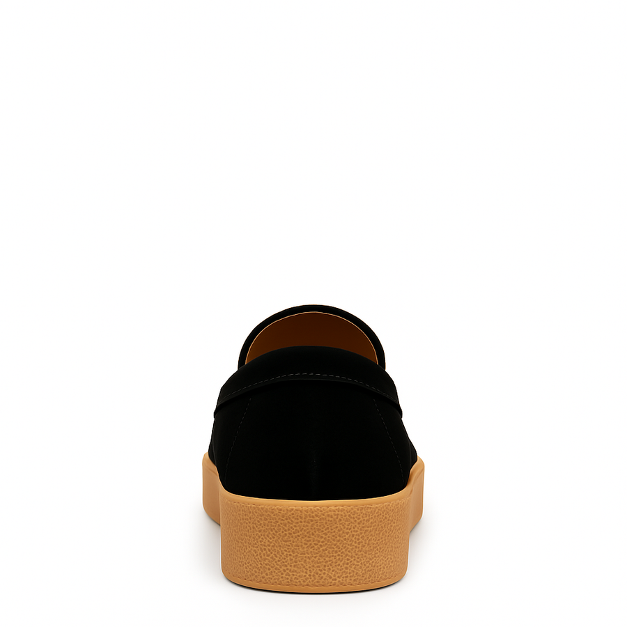 Men Suede Round Toe Loafer Black