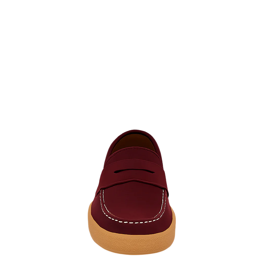 Men Suede Round Toe Loafer Burgundy
