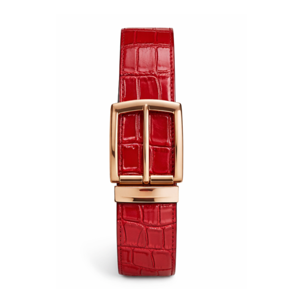 Crimson Croc Embossed Genuine Leather Belt