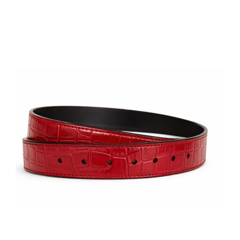 Crimson Croc Embossed Genuine Leather Belt