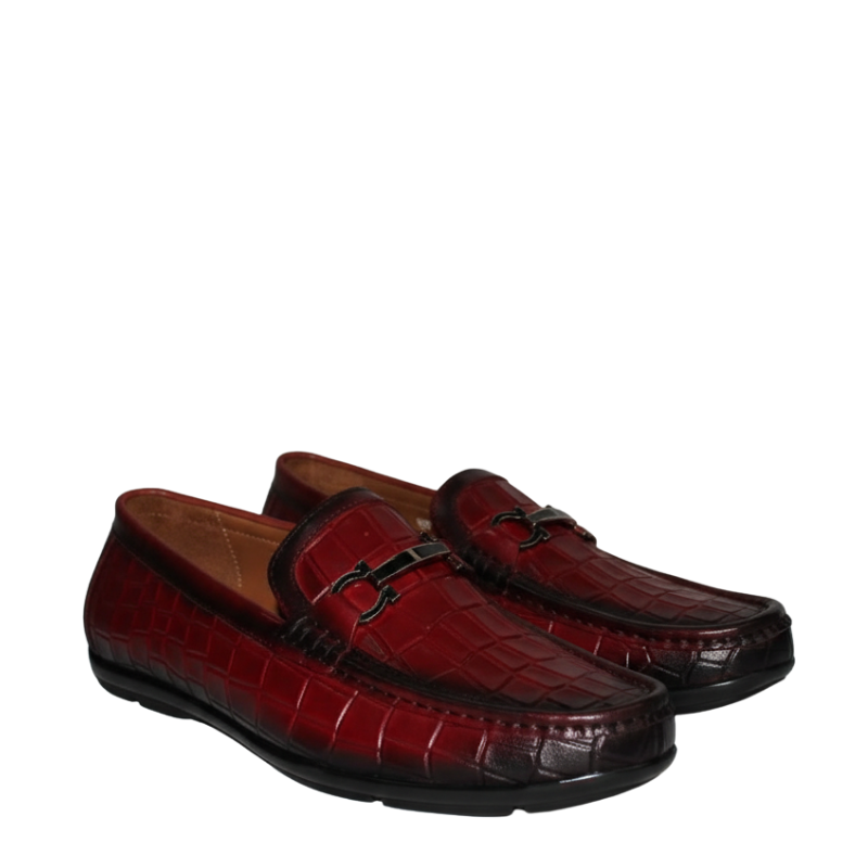 Crimson Croc Bit Driving Loafers