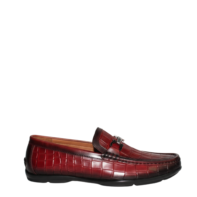 Crimson Croc Bit Driving Loafers