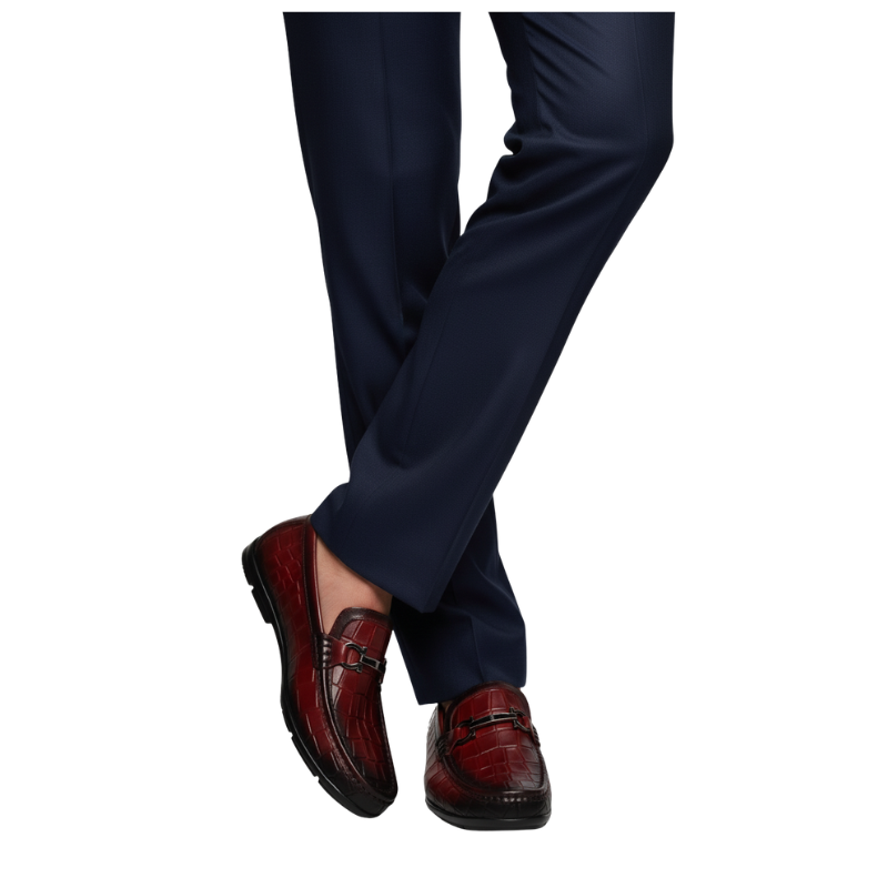 Crimson Croc Bit Driving Loafers