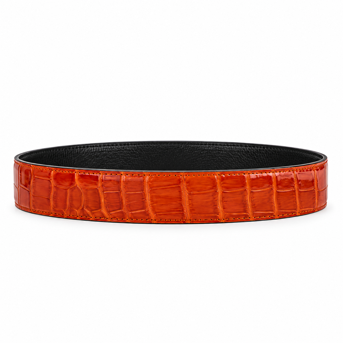 Croc-Textured Gold Buckle Belt