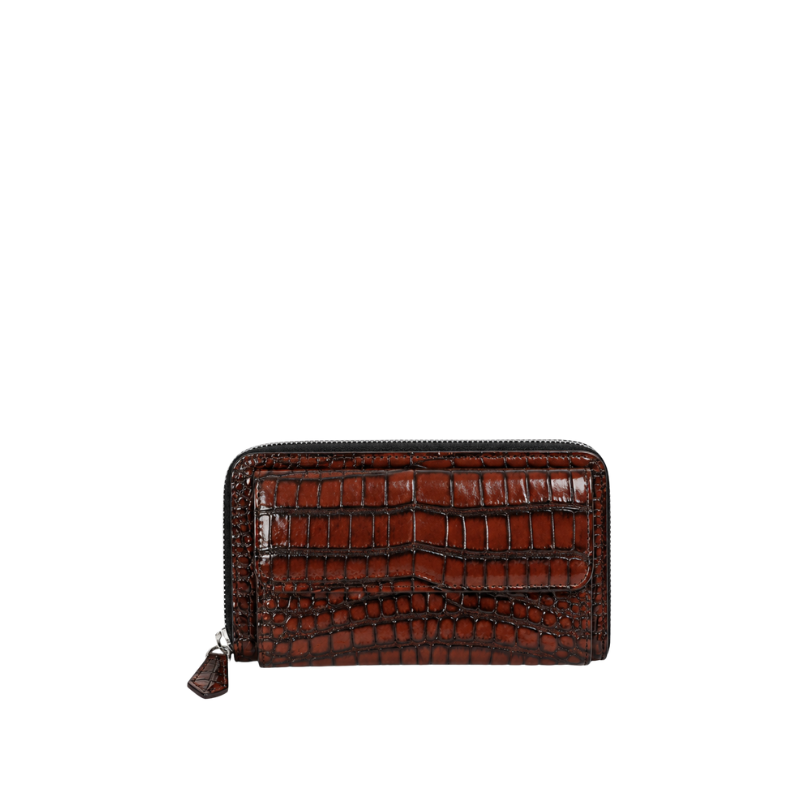 Croc Compact Zip-Around Clutch