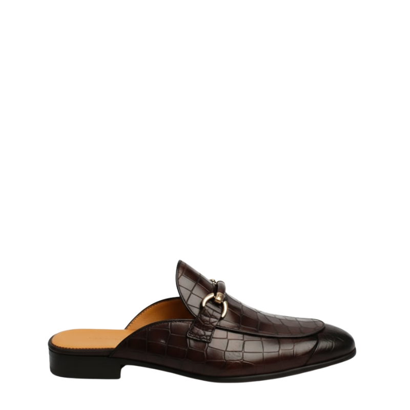 Croc Textured Leather Luxe Fit Mules