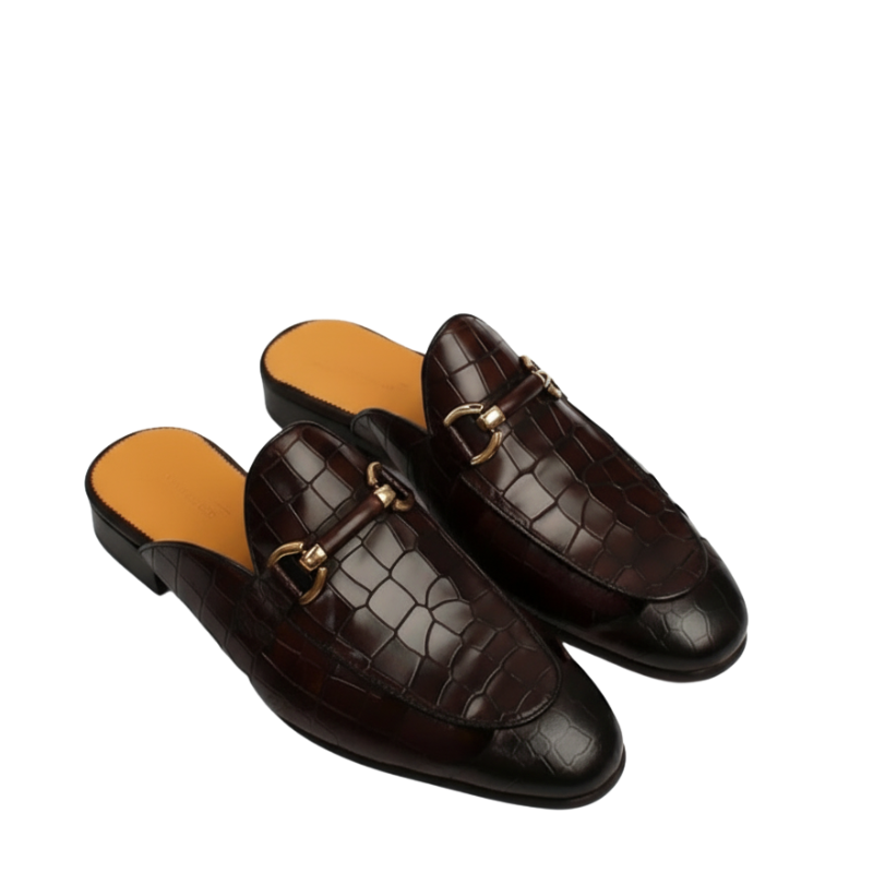 Croc Textured Leather Luxe Fit Mules