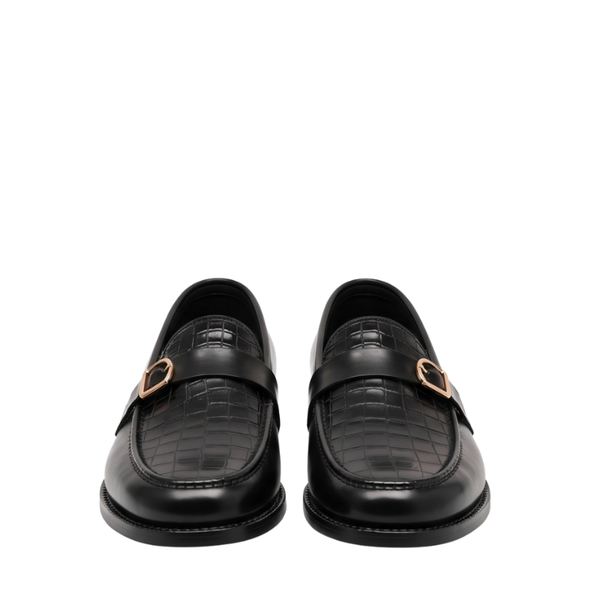 Croc Buckle Leather Luxe Penny Loafers