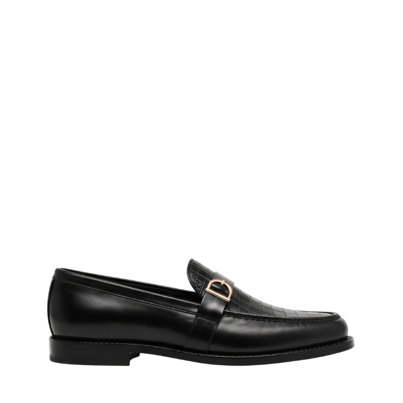 Croc Buckle Leather Luxe Penny Loafers