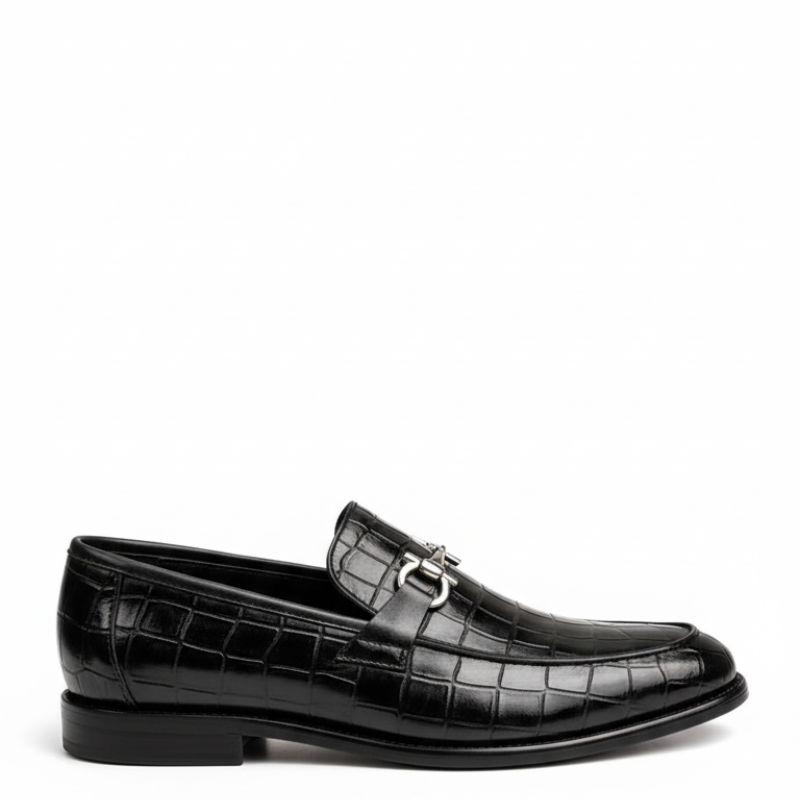 Croc Embossed Italian Elegance Horsebit Loafers