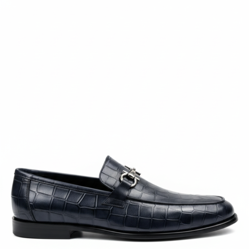 Croc Embossed Italian Elegance Horsebit Loafers