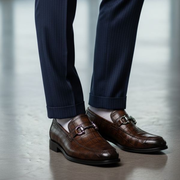 Croc Embossed Italian Elegance Horsebit Loafers