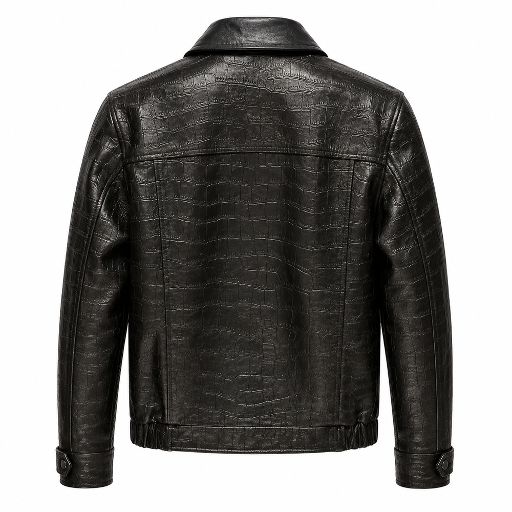 Croc Embossed Italian Leather Jacket