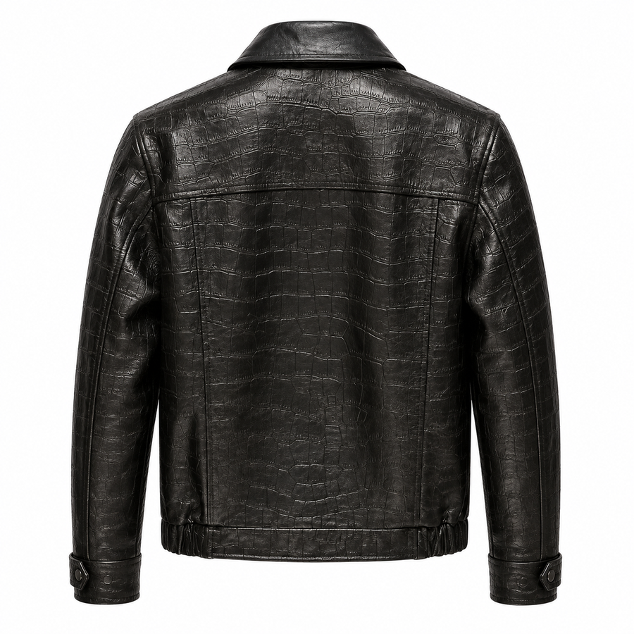 Croc Embossed Italian Leather Jacket
