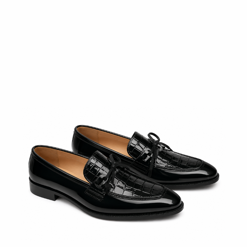 Croc Embossed Patent Leather Tassel Loafer