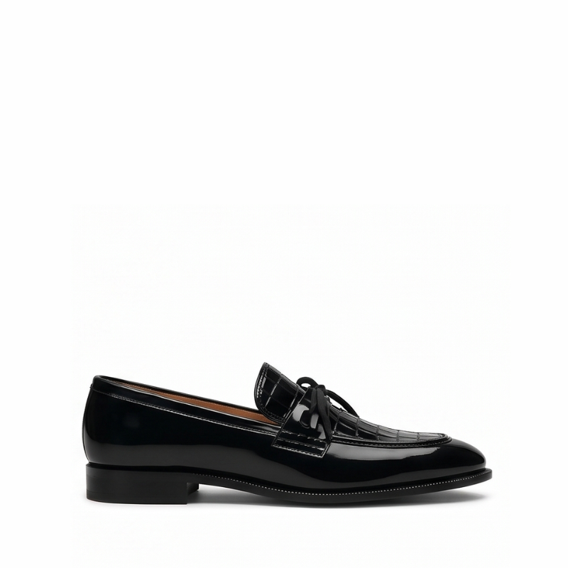 Croc Embossed Patent Leather Tassel Loafer