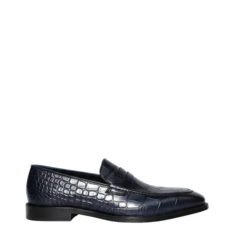 Croc Style Leather Luxe Penny Loafers