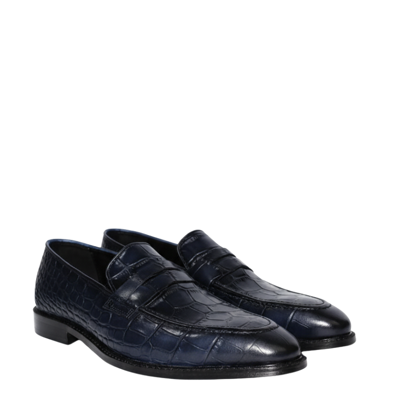 Croc Style Leather Luxe Penny Loafers