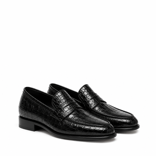 Croc Texture Leather Masterpiece Loafers