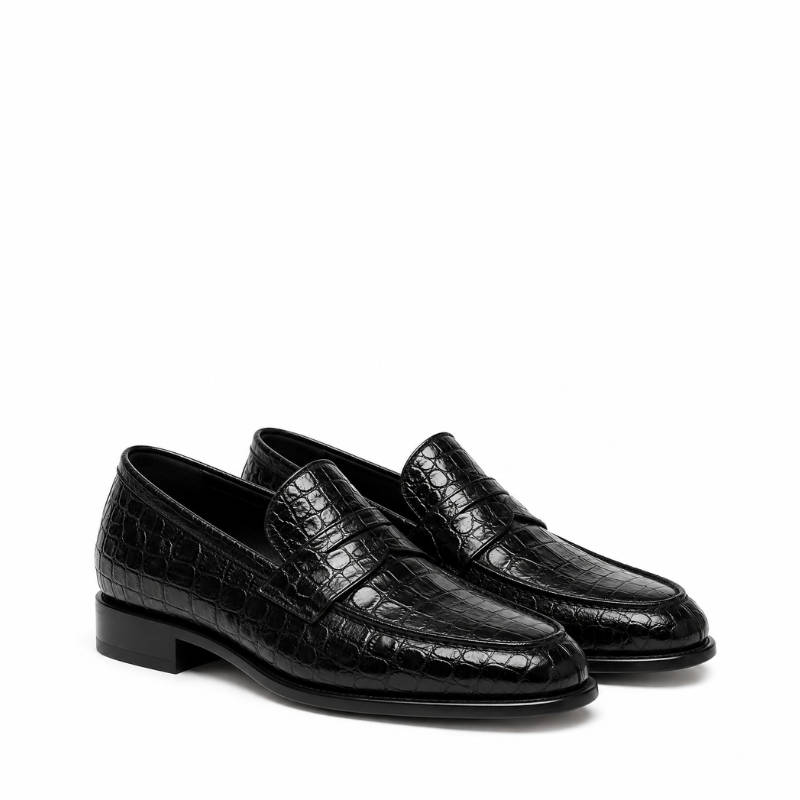 Croc Texture Leather Masterpiece Loafers