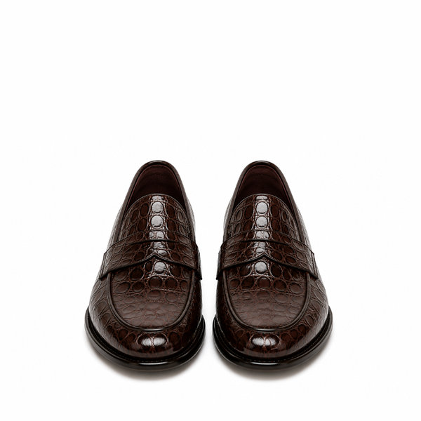 Croc Texture Leather Masterpiece Loafers