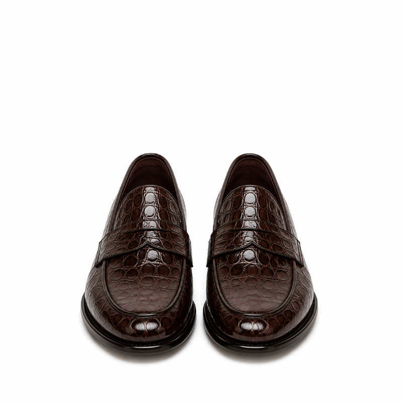 Croc Texture Leather Masterpiece Loafers