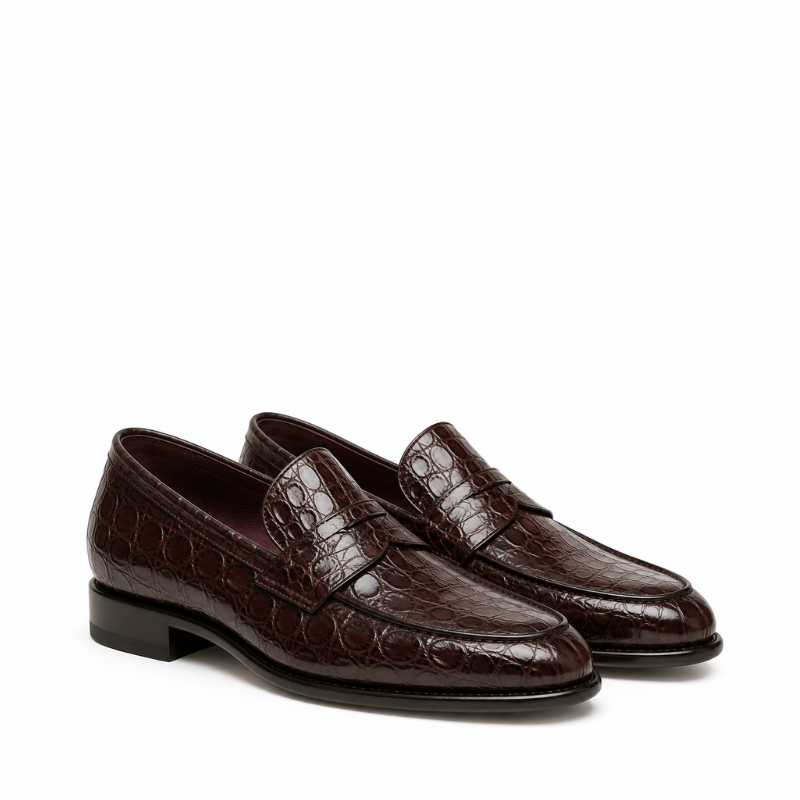 Croc Texture Leather Masterpiece Loafers