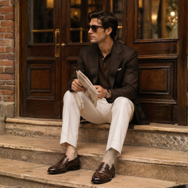 Croc Texture Leather Masterpiece Loafers