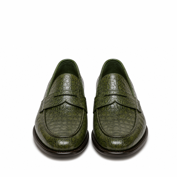 Croc Texture Leather Masterpiece Loafers